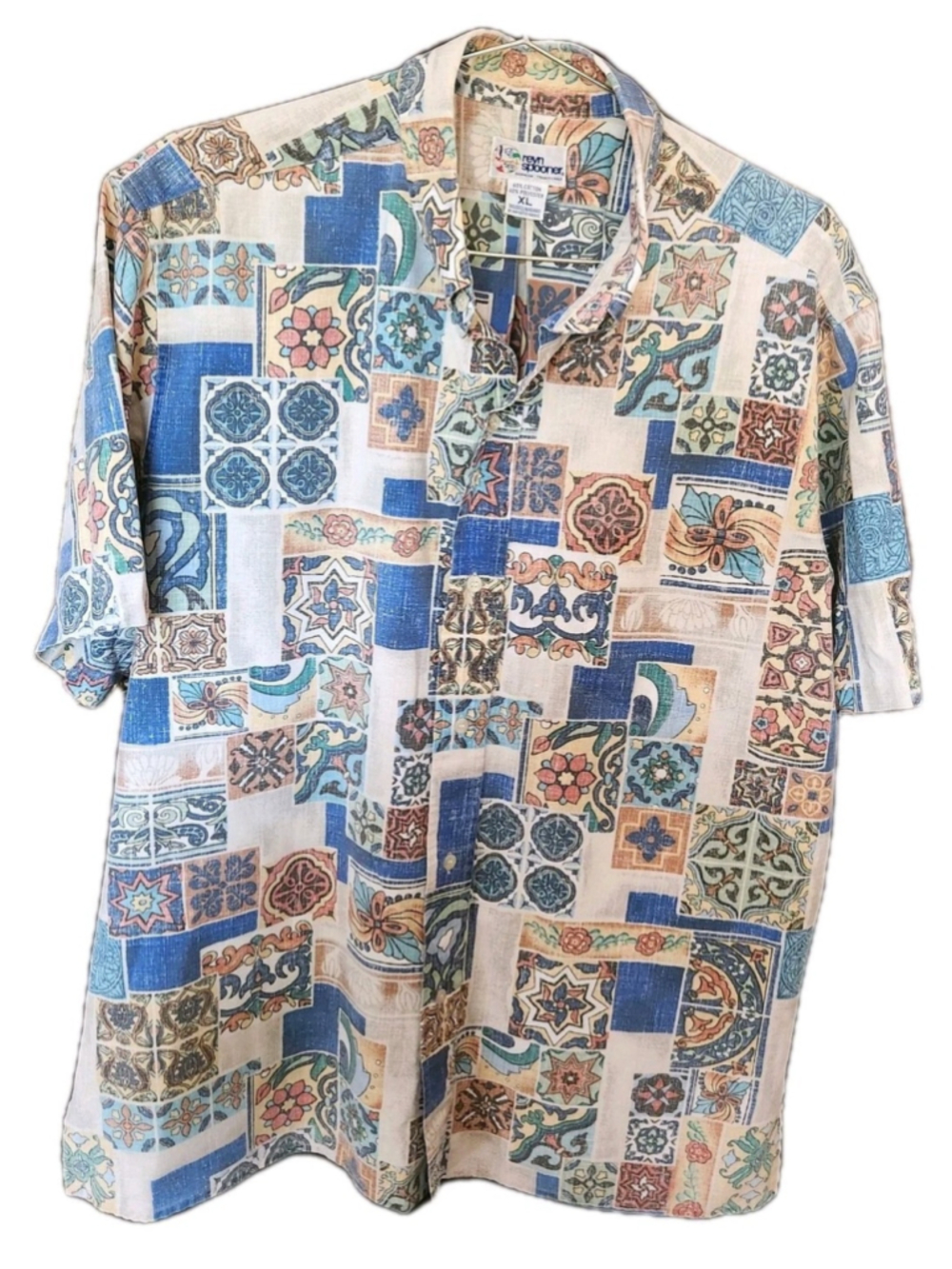 Vintage 90s Reyn Spooner Shirt Mens XL Hawaiian Traditionals Reverse Print Tiled